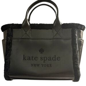 Kate Spade ♠️ black Jett Faux fur Shearling Small Tote bag